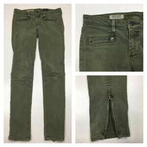 AG ADRIANO GOLDSCHMIED Green The Moto Legging Zip Ankle Faux Pocket Skinny Jeans